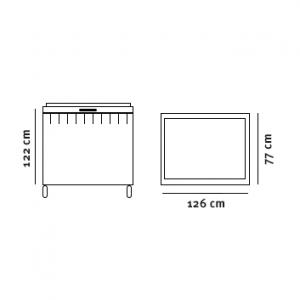 Minicontainer (660l) tegning med dimensioner