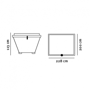 Kran- /Grabcontainer (3,75m3) tegning med dimensioner